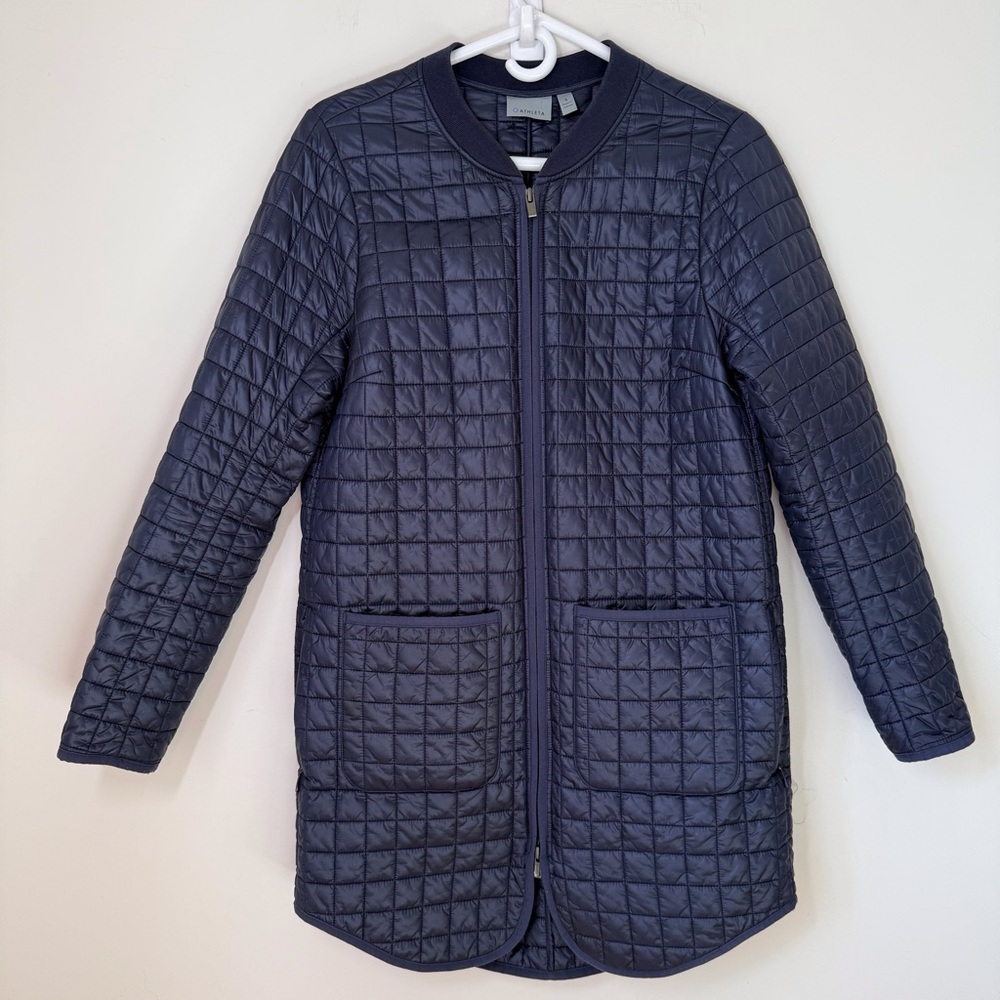 Athleta Grandview PrimaLoft Quilted Shell Jacket Long Line Lightweight Navy S